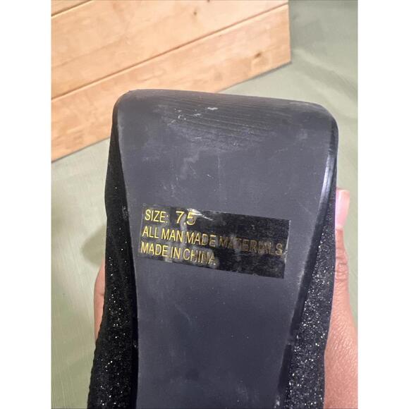 Qupid Black Glitter Platform 6" Stiletto Stripper Heels Sz 7.5 Daydream-45 Pumps - Picture 8 of 8